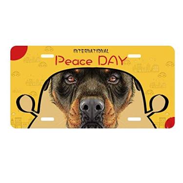 Imagem de DIYthinker Placa de carro Black Feroz Rottweiler Dog Pet Animal Placa de carro Decoração Dia da Paz