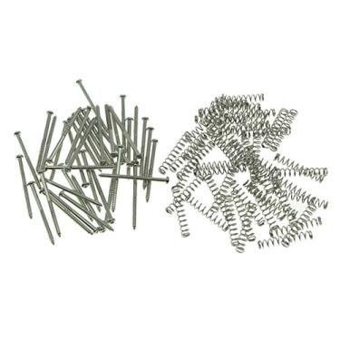 Imagem de Dopro 50 peças de parafusos de montagem para captador de baixo, molas captadores Precision P Bass Jazz J Bass ou P90 barra de sabão níquel