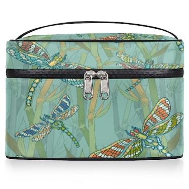 Imagem de Bolsa de cosméticos com estampa de libélula grande bolsa de maquiagem de viagem linda bolsa de maquiagem de libélulas bolsa de maquiagem portátil caixa com zíper bolsa de higiene pessoal,