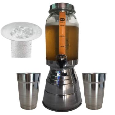 Imagem de Torre Cervejeira Chopeira Com Porta Gelo E 2 Copos Alumínio 220Ml