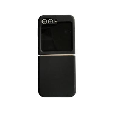 Imagem de Para Z Flip 4 5 Capa Neon Liquid Silicone Phone Cases Capa para Samsung Galaxy z Flip 3 zflip 4 5 Suporte de gancho de cor fluorescente bonito, preto, para Z Flip 3