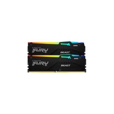 Imagem de Memória RAM Kingston Fury Beast RGB, 64GB (2x32GB), 5600MHz, DDR5, CL40, para Intel XMP, Preto - KF556C40BBAK2-64