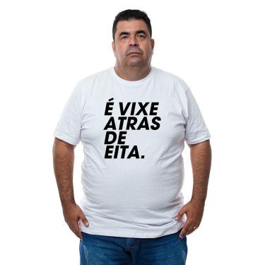 Imagem de Camiseta Plus Size Masculina Algodao Frase Vixe Atras De Eita Com Abridor De Garradas Integrado