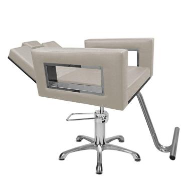 Imagem de Cadeira Poltrona de Cabeleireiro Recl Moderna Inox Branco F