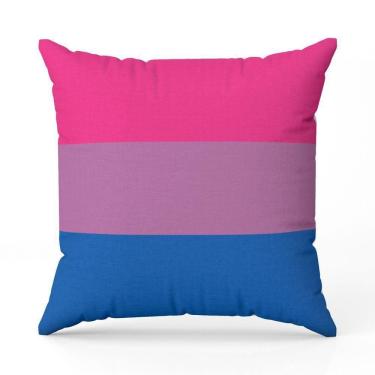 Imagem de Almofada Avulsa Cheia Estampada Bandeiras Lgbt Cores 45cm X 45cm Com Refil Cor Bissexual