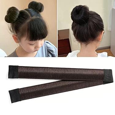 Imagem de Bun Donut Hair Maker, pacote individual design bainha design feminino coque de cabelo para aniversário para festa (marrom escuro)