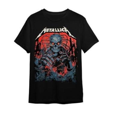 Imagem de Camiseta Plus Size Metallica Robô Preta Banda De Rock Unissex-Unissex