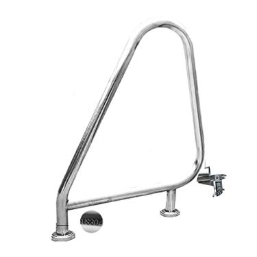 Imagem de Corrimão de piscina Trilho triangular para piscina trilho de fácil montagem manual, trilho de escada de piscina de aço inoxidável com placa de base para entrada de piscina enterrada