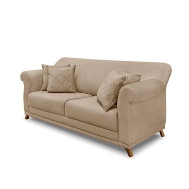 Imagem de Sofá 2 Lugares Pé De Madeira Julieta 160 Cm Suede Bege S04 - D`rossi