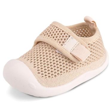 Imagem de Sapatos de primeira caminhada para bebês de 1 a 4 anos para crianças de 1 a 4 anos, sola macia, antiderrapante, malha de algodão, respirável, leve, material TPR sem cadarço, tênis para uso ao ar livre