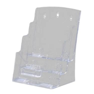 Imagem de Almencla Titular do folheto acrílico cartão de visita expositor claro folheto flyer mesa ou rack montagem na parede para três dobras menu escritório hotel, A4 3 níveis