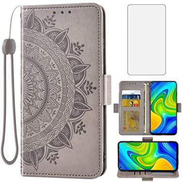 Imagem de Asuwish Capa carteira compatível com Xiaomi Redmi Note 9 / Redmi 10X 4G, protetor de tela de vidro temperado, suporte para cartão de crédito, alça de pulso, suporte para celular Redme Note9/X10