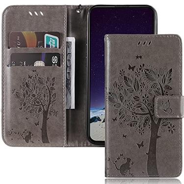 Imagem de MEMAXELUS Compatível com Motorola Moto E20, capa para Moto E30, capa carteira para celular Moto E40 com suporte para cartões, capa de couro PU de luxo para Moto E20 / E30 / E40 KT: Wish Tree Gray