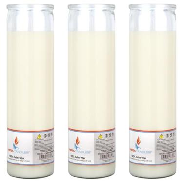 Imagem de Mega Candles 3 velas de vidro de oração devocional sem perfume para 7 dias, velas de cera de palma premium, 5 x 20 cm, ideal para santuário, vigílias, orações, bênçãos, religiosos e lembranças