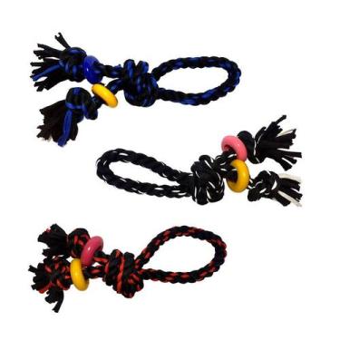 Imagem de Brinquedo Napi Mordedor Corda Três Nós e Argola para Cães - Cores Sort
