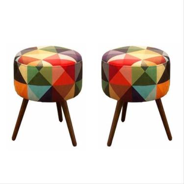 Imagem de Kit 02 puff redondo triangulo colorido - MALU DECOR MOVEIS DECORATIVOS