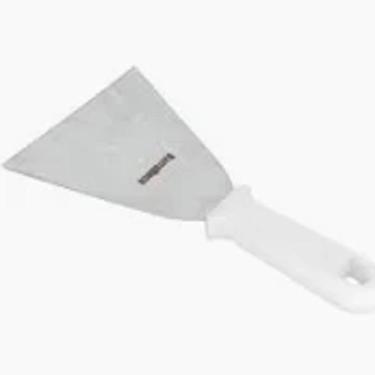 Imagem de Espátula Raspadeira aço inox 8cm  cabo polipropileno branco campanaro