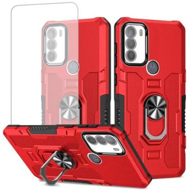 Imagem de Ueokeird Capa para Moto G50 5G / Motorola G50 5G XT2149-1 Capa com protetor de tela de vidro temperado, proteção resistente com anel de metal suporte magnético capa de telefone para Motorola Moto G50