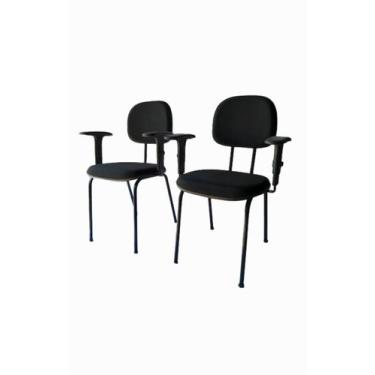 Imagem de Kit 2 Cadeira Palito Braço Regulável Recepção Sala Espera - Sintonia F