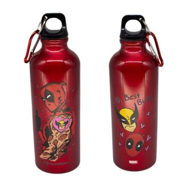 Imagem de Garrafa de Alumínio 500Ml C/ Mosquetão Deadpool e Wolverine - Zona Cri