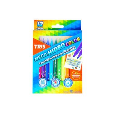 Imagem de Caneta Hidrocor Tris Mega Hidro Color Retrátil 12 Cores, 12, 12