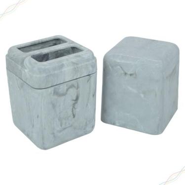 Imagem de Porta Escova Creme Dental Copo Suporte com Tampa Organizador Pia Cube 