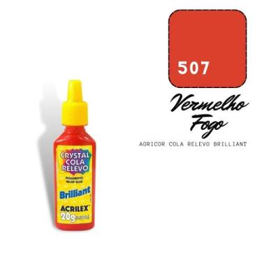Imagem de Acricor Cola Relevo Vermelho Fogo (Brilliant)20g - ACRILEX