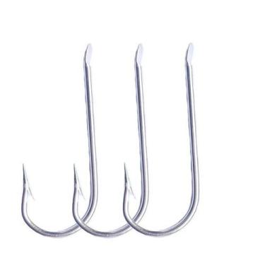 Imagem de Kit 10 Anzol Chapinha Patinha 50mm N6 Niquelado Sem Furo Pesca - DE-YU