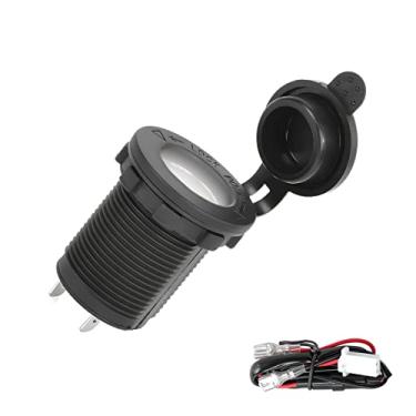 Imagem de Tomada de isqueiro de carro 12V/24V, tomada de tomada de alimentação de isqueiro à prova de poeira à prova d'água, acessórios interiores de substituição automotiva para carro barco motocicleta marinha ATV caminhão (branco)