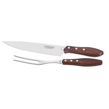Imagem de Jogo Trinchante para Churrasco Inox 2 Peças Polywood Tramontina Mogno