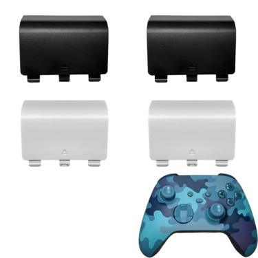 Imagem de Capa traseira de bateria para controle Xbox One X/One S [NÃO para Xbox One/ Series X/S], peça de reparo de capa traseira de bateria de substituição compatível com controle Xbox One S/One X (2 pretos +