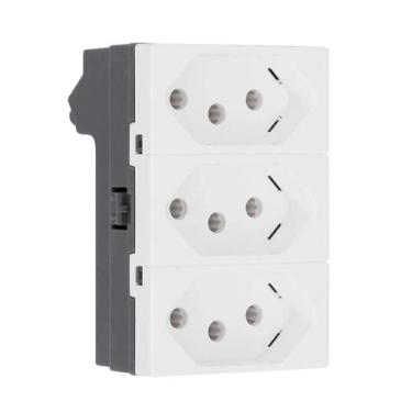 Imagem de Tomada Triplex Pial Plus+ com Borne Automático Branco - Pial Legrand