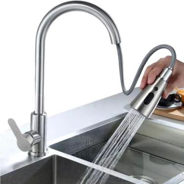 Imagem de Torneira Gourmet Cozinha Monocomando Extensível de Bancada Pull Down E