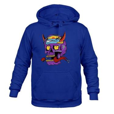 Imagem de Moletom 100% Algodão Flanelado Caveira On - Surprass, Azul bic, P