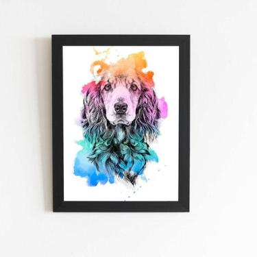 Imagem de Quadro Cocker Spaniel Inglês Aquarela Cão Moldura 20x30cm - PlimShop