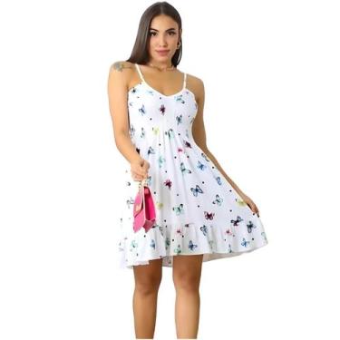 Imagem de Vestido Feminino Evangelico Curto Estampa Borboleta Bojo - BC Girls, Ú