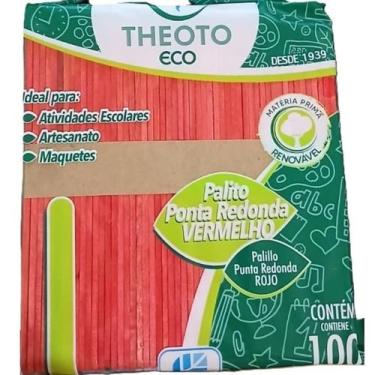 Imagem de 100 Palito Picolé Sorvete Ponta Redonda Theoto - 6 Cores, Vermelho