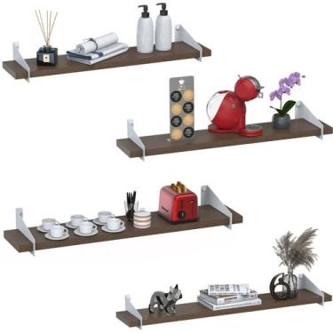 Imagem de 4 Prateleiras Suspensa Estilo Industrial Madeira 60cm UN B - Unidas St