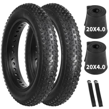 Imagem de yeesport Pacote com 2 pneus Fat Tire 20 x 4 cm dobráveis Ebike com tubos, resistentes a perfurações, pneus de bicicleta de 50,8 cm para neve, rua, praia, estradas de montanha (pacote com 2 pneus