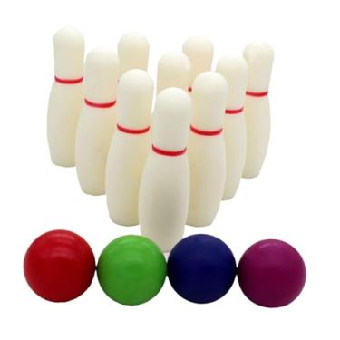 Imagem de Milageto Conjunto de Boliche Infantil Brinquedos Educativos 4 Bolas E 10 Pinos Jogo Interativo para a Família Brinquedo Esportivo de Boliche para Diversão de F