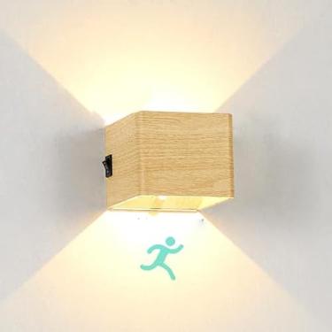 Imagem de Luminária de parede LED interna com sensor de movimento, luminária de parede com interruptor de botão, luzes de arandela recarregáveis, alimentadas por bateria, lâmpadas de cabeceira, quarto
