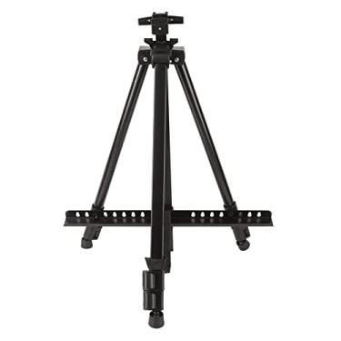 Imagem de Suporte de Cavalete de Artista Dobrável Ajustável Preto, Cavalete de Exibição de Liga de Ferro Leve, Suporte Telescópico, Fácil de Transportar para Pintura de Desenho Com