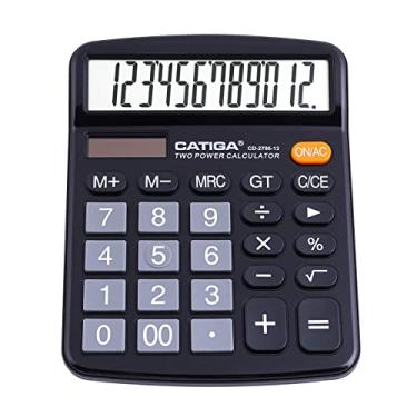 Imagem de Calculadora de mesa de 12 dígitos com tela LCD grande e botão sensível, energia solar dupla e bateria, função padrão para escritório, casa, escola, CD-2786