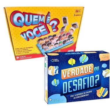 Imagem de Kit 2 Jogo Infantil Tabuleiro Quem É Você E Verdade Ou Desafio Pais E 