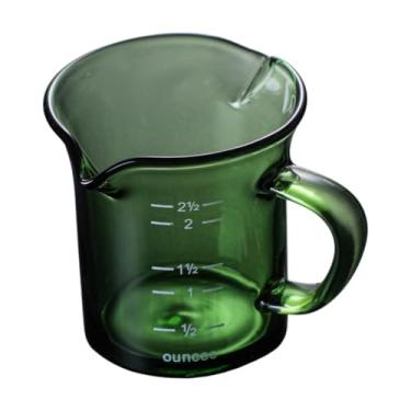 Imagem de Ｂｅｓｇａ Copo de medição de vidro de café expresso com drinques em escala dupla resistente a calor 70ml Multiuse Milk Stronging Pitcher para bartending, Verde