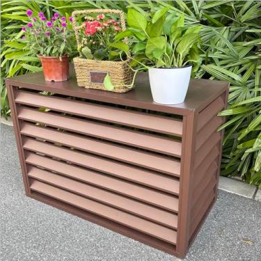 Imagem de Capa de ar condicionado dividido para unidade externa, capa de alumínio para ar condicionado e bomba de calor, moldura de ar condicionado, adequada para ambientes internos e externos, marrom, 110 x 60