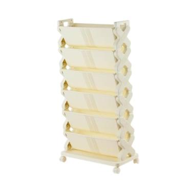 Imagem de WeiLaiKeQi Estante de 6 camadas para livros, rack de armazenamento para presentes, organizador de piso, estante de canto para cd, sala de estar e quarto, Sem Tampa Superior