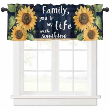 Imagem de Cortinas de girassol para janelas, estilo casa de fazenda, estilo vintage com bolso para varão, tratamentos de janela, cortinas curtas para cozinha, banheiro, sala de estar, 106 x 30,5 cm, 1 painel