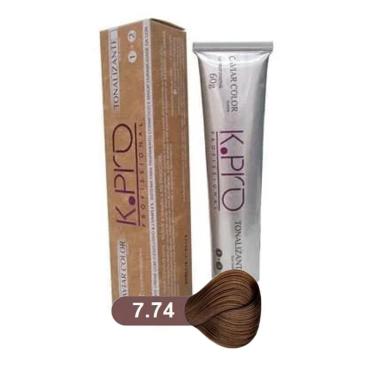 Imagem de Tonalizante Profissional sem Amônia k.pro Caviar Color 7.74 Loiro Médio Marrom Bronze 60g