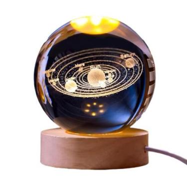 Imagem de Luminária Mesa Globo De Vidro Planetas Decorativa Universo - Genérica,